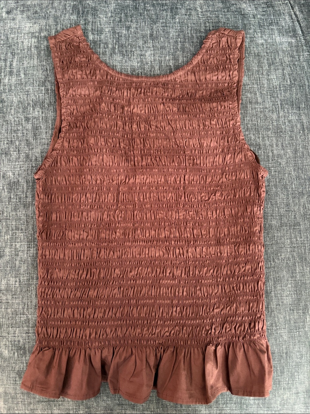 Sim & Sam Tank Top Smocked Ruffle Hem - Brown